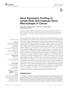 Gene Expression Profiling of Lymph Node Sub-Capsular Sinus Macrophages in Cancer