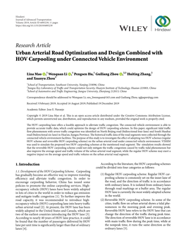 Urban Arterial Road Optimization and Design Combined with HOV Carpooling Under Connected Vehicle Environment
