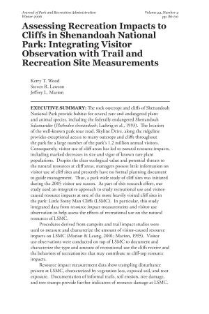 Assessing Recreation Impacts to Cliffs in Shenandoah National Park