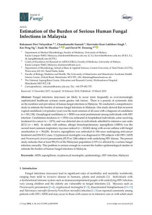 Estimation of the Burden of Serious Human Fungal Infections in Malaysia