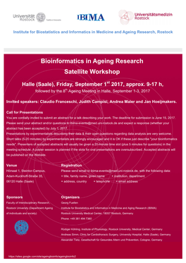 Bioinformatics in Ageing Research Satellite Workshop
