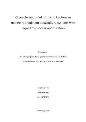 Characterization of Nitrifying Bacteria in Marine Recirculation Aquaculture Systems with Regard to Process Optimization