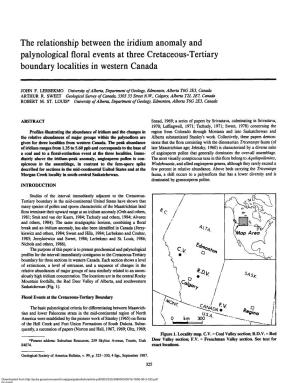 The Relationship Between the Iridium Anomaly and Palynological Floral Events at Three Cretaceous-Tertiary Boundary Localities in Western Canada