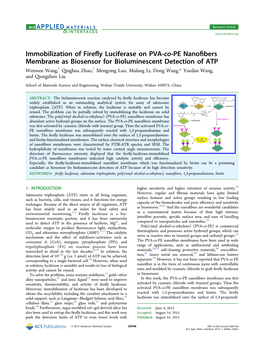 Immobilization of Firefly Luciferase on PVA-Co-PE Nanofibers Membrane