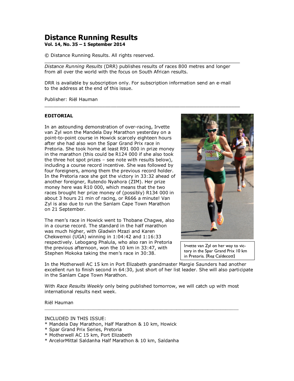 Distance Running Results Vol
