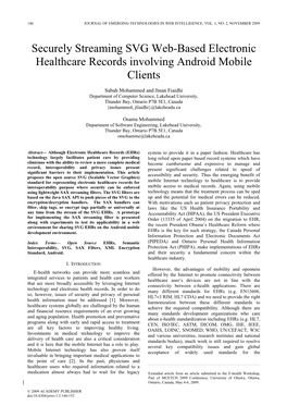 Securely Streaming SVG Web-Based Electronic Healthcare Records Involving Android Mobile Clients