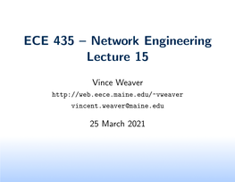 ECE 435 – Network Engineering Lecture 15