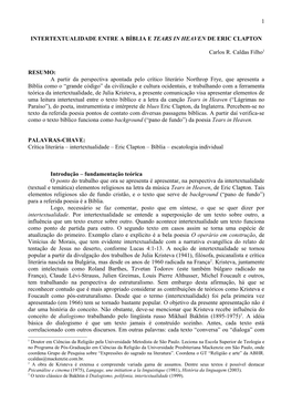 Intertextualidade Entre a Bíblia E Tears in Heaven De Eric Clapton
