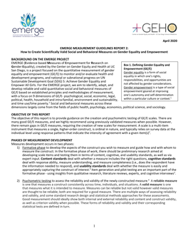 How to Create Scientifically Valid Social and Behavioral Measures on Gender Equality and Empowerment