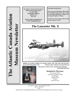 The Atlantic Canada a Viation Museum Newsletter the Lancaster