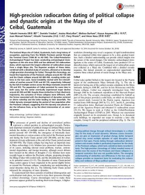 High-Precision Radiocarbon Dating of Political Collapse and Dynastic Origins at the Maya Site of Ceibal, Guatemala