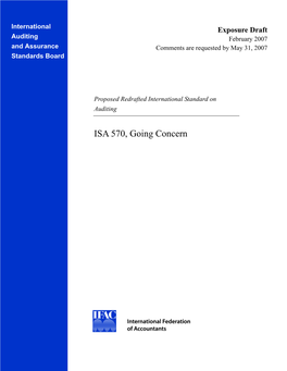 International Standard on Auditing (ISA) 570, “Going Concern”
