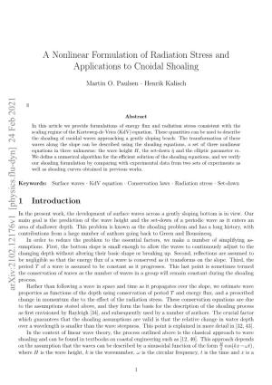 A Nonlinear Formulation of Radiation Stress and Applications to Cnoidal