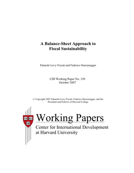 CID Working Paper No. 150 :: a Balance-Sheet Approach to Fiscal