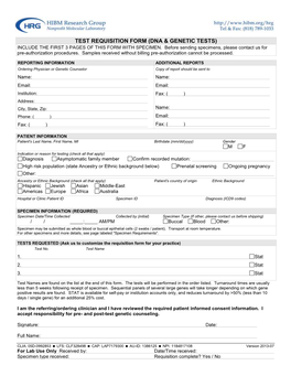 Test Requisition Form (Dna & Genetic Tests)