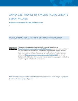 ANNEX 12B: PROFILE of KYAUNG TAUNG CLIMATE SMART VILLAGE International Institute of Rural Reconstruction; ;