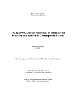 Projections of International Solidarity and Security in Contemporary Estonia