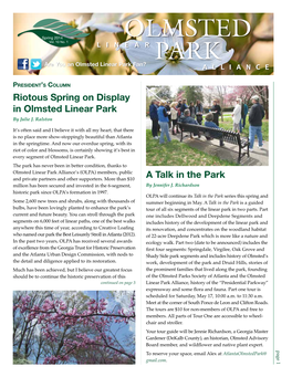 Riotous Spring on Display in Olmsted Linear Park a Talk in the Park