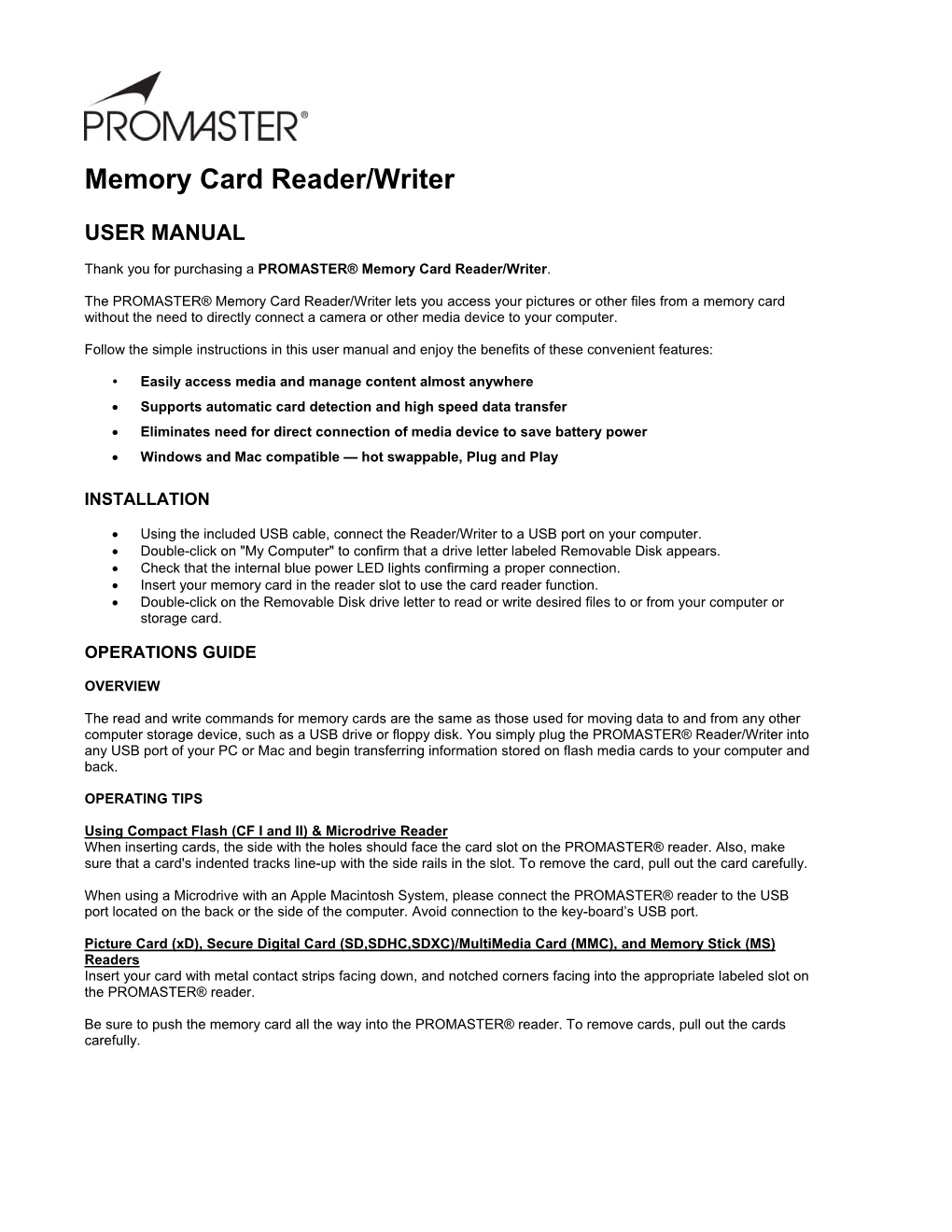 Memory Card Reader/Writer