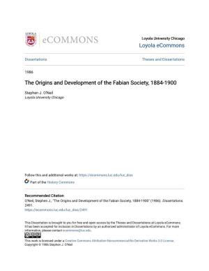 The Origins and Development of the Fabian Society, 1884-1900