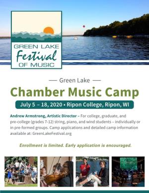 Chamber Music Camp July 5 – 18, 2020 • Ripon College, Ripon, WI