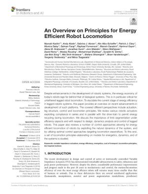 An Overview on Principles for Energy Efficient Robot Locomotion