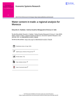 Water Content in Trade: a Regional Analysis for Morocco