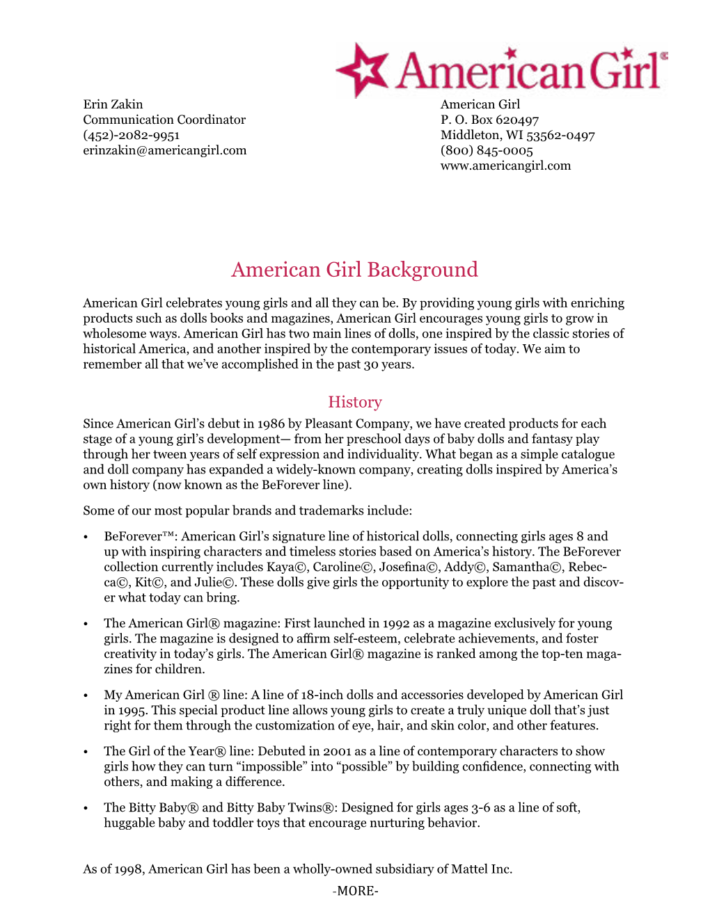 American Girl Background