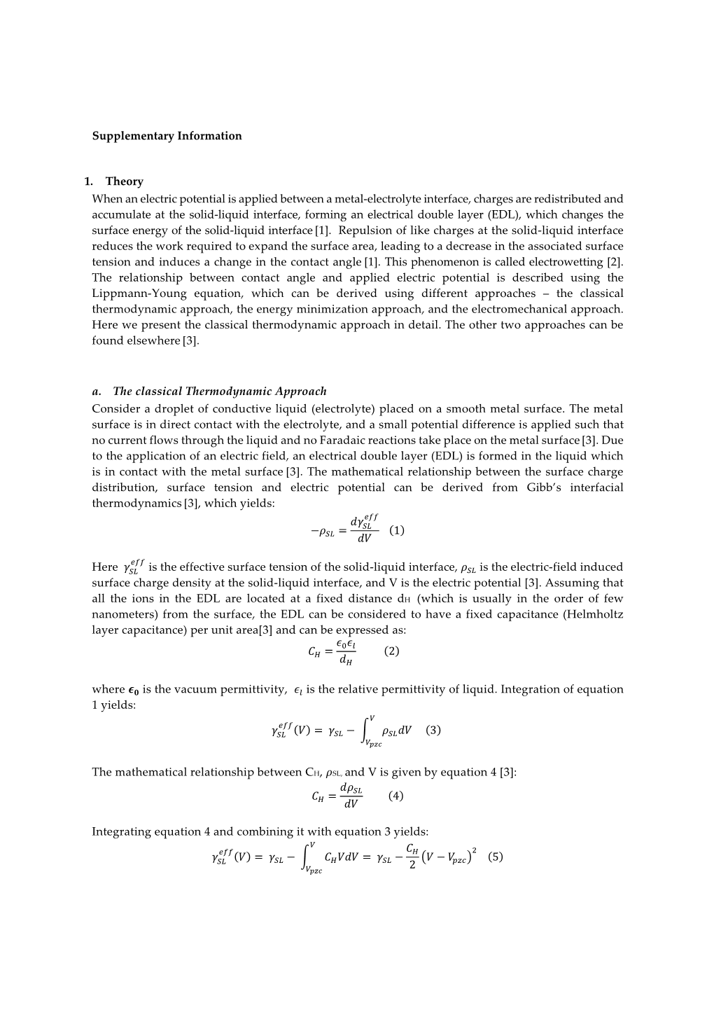 Supplementary Information 1. Theory When an Electric Potential Is