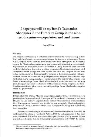 Tasmanian Aborigines in the Furneaux Group in the Nine Teenth Century—Population and Land