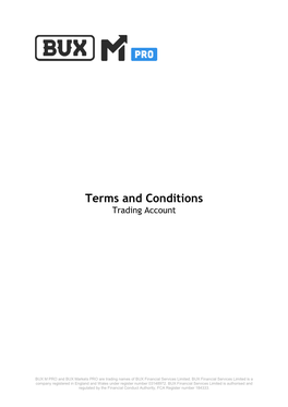 Terms and Conditions Trading Account