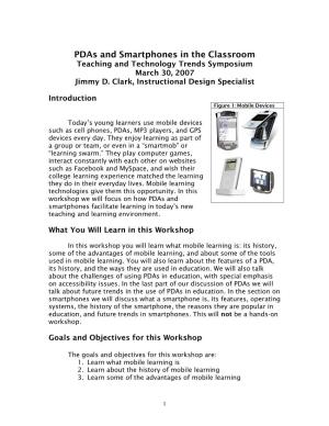 Pdas and Smartphones in the Classroom Teaching and Technology Trends Symposium March 30, 2007 Jimmy D