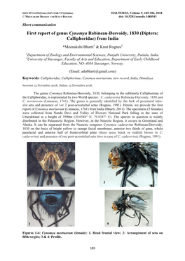 First Report of Genus Cynomya Robineau-Desvoidy, 1830 (Diptera: Calliphoridae) from India