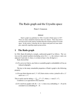 The Rado Graph and the Urysohn Space