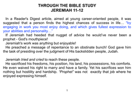 Through the Bible Study Jeremiah 11-12