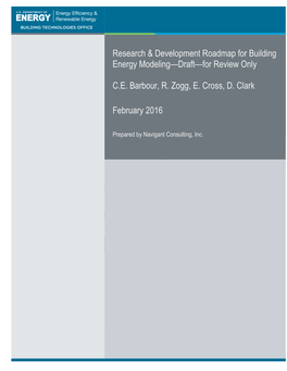 Research and Development Roadmap for Building Energy Modeling