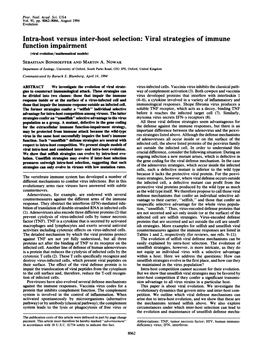 Viral Strategies of Immune Function Impairment (Viral Evolution/Mathemadcal Models) SEBASTIAN BONHOEFFER and MARTIN A