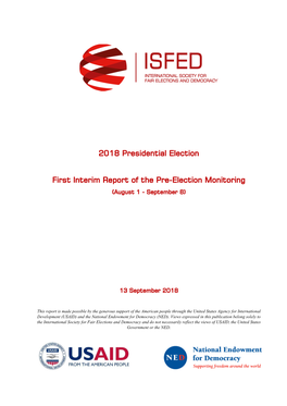 2018 Presidential Election First Interim Report of the Pre-Election Monitoring