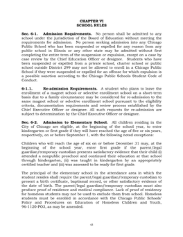 CHAPTER VI SCHOOL RULES Sec. 6-1