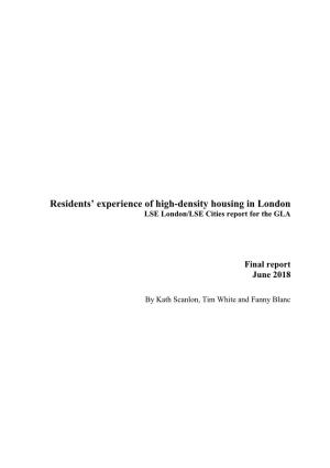 Residents' Experience of High-Density Housing in London, 2018