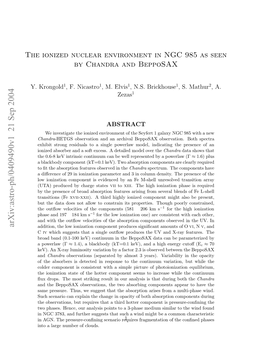 The Ionized Nuclear Environment in NGC 985 As Seen by Chandra And