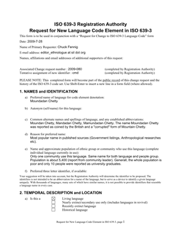 ISO 639-3 New Code Element Request 2009-080 Cmd
