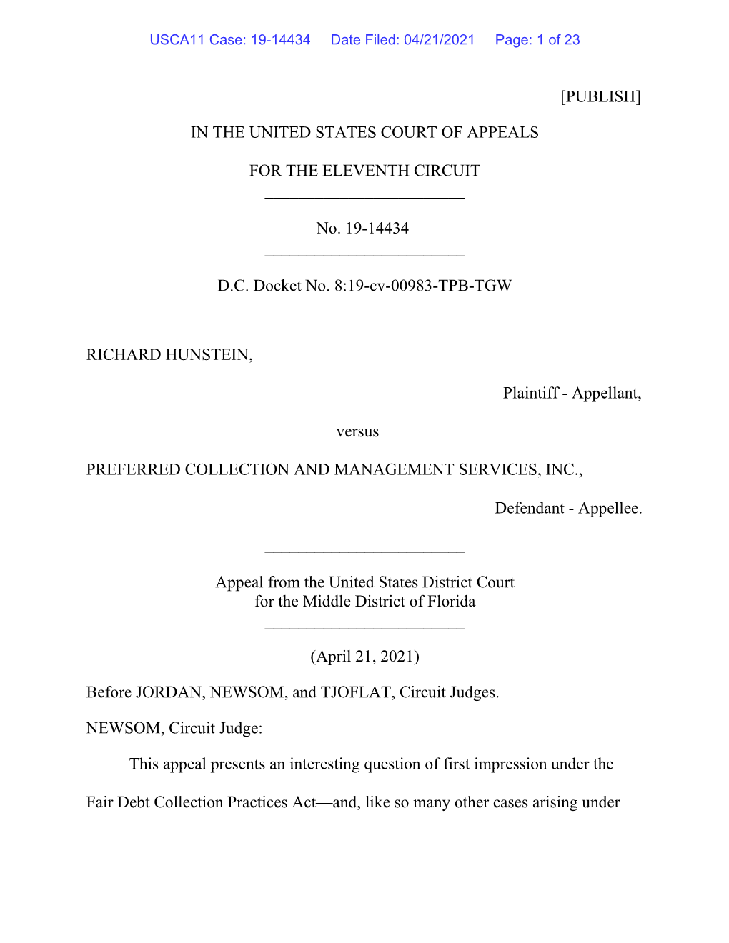 USCA11 Case: 19-14434 Date Filed: 04/21/2021 Page: 1 of 23