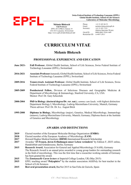 CURRICULUM VITAE Melanie Blokesch