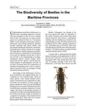 The Biodiversity of Beetles in the Maritime Provinces