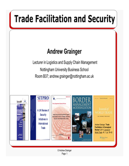 Trade Facilitation and Security