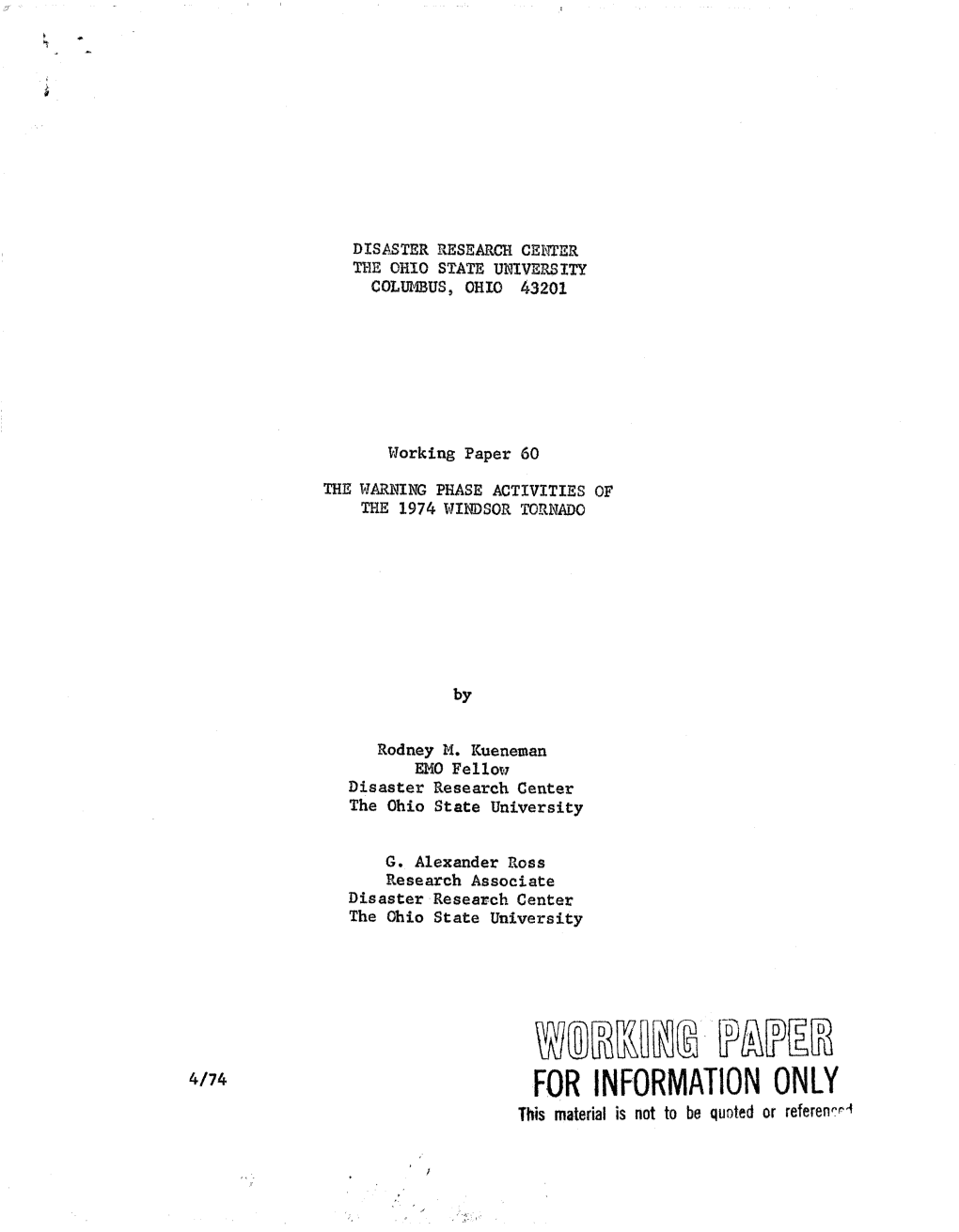 Warning Phase Activities of the 1974 Windsor Tornado