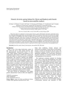 Genetic Diversity Among Indian Gir, Deoni and Kankrej Cattle Breeds Based on Microsatellite Markers