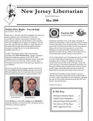 New Jersey Libertarian Party Quarter Page $20 ISSN 1093-801X Eighth Page (Business Card) $10 Editor, Len Flynn