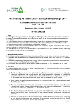 Irish Sailing All Ireland Junior Sailing Championships 2017